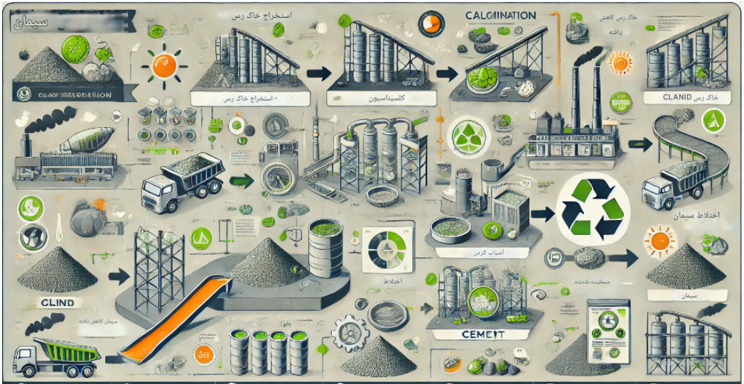 خاک رس کلسینه فرایند تولید